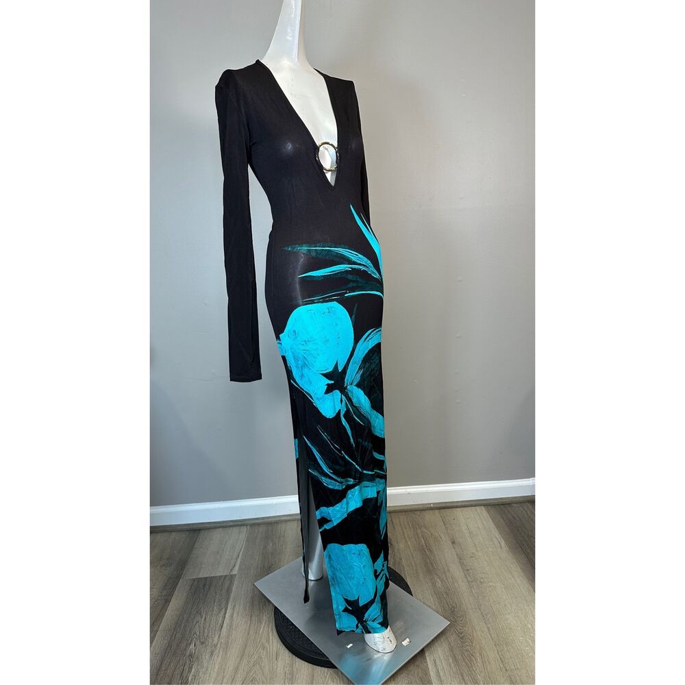 NWT Louisa Ballou Long Helios V-Neck Sheer Maxi Dress Sz Small $790 - Picture 10 of 11